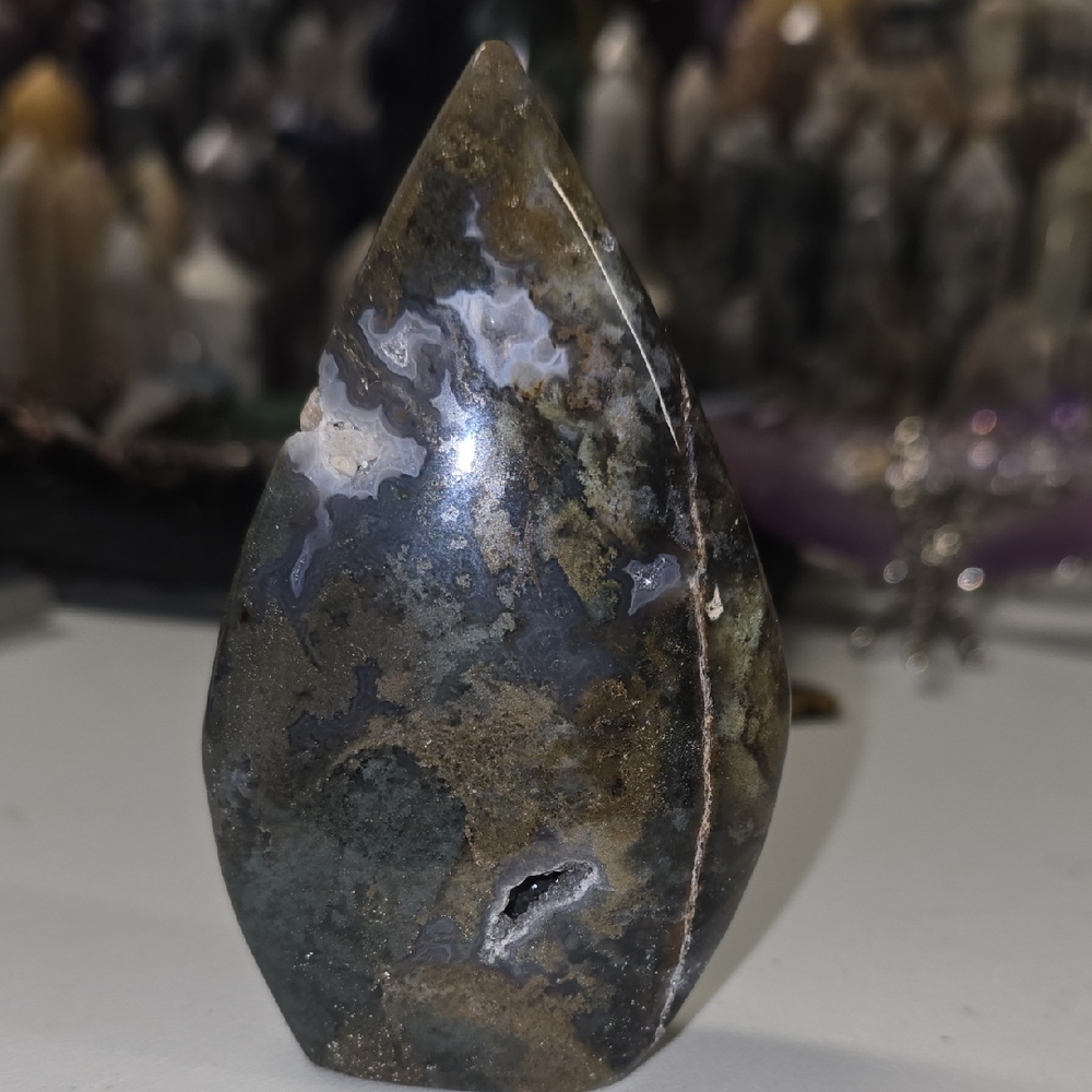 Moss Agate Tear Drop